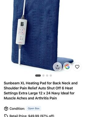 Sunbeam Navy XL Electric Heating Pad with Digital Controller